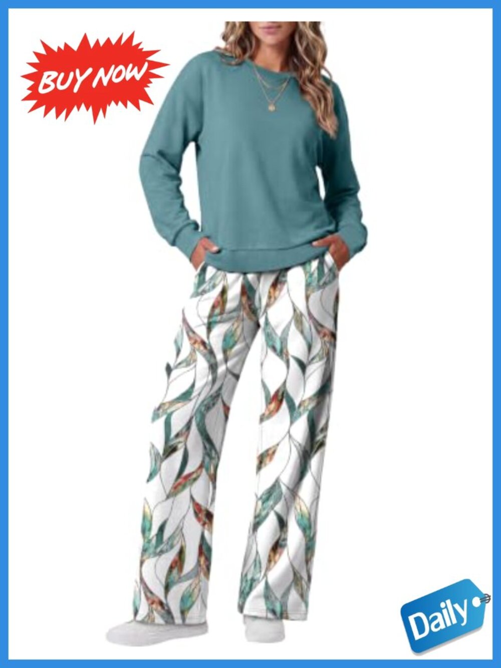 Two Piece Loungewear Sweatsuit Set Crewneck Sweatshirt Wide Leg Pants Tracksuit